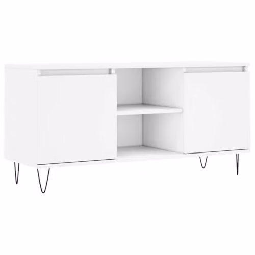 vidaXL Modern White TV Cabinet in Engineered Wood, W/D/H: 104 x 35 x 50 cm