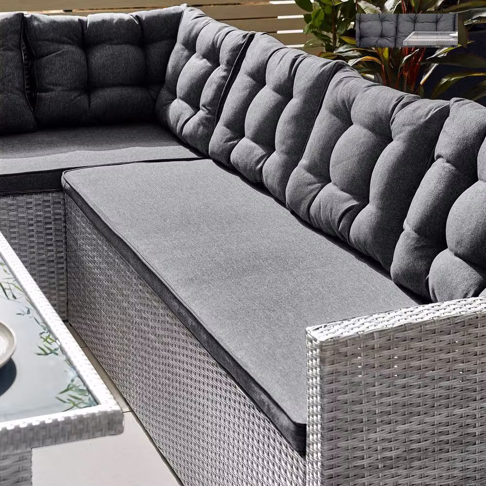 FurnitureboxUK Marbella 9 Seat Grey Rattan Garden Dining Set with Glass Table Top W: 145 cm, D: 80 cm – 2