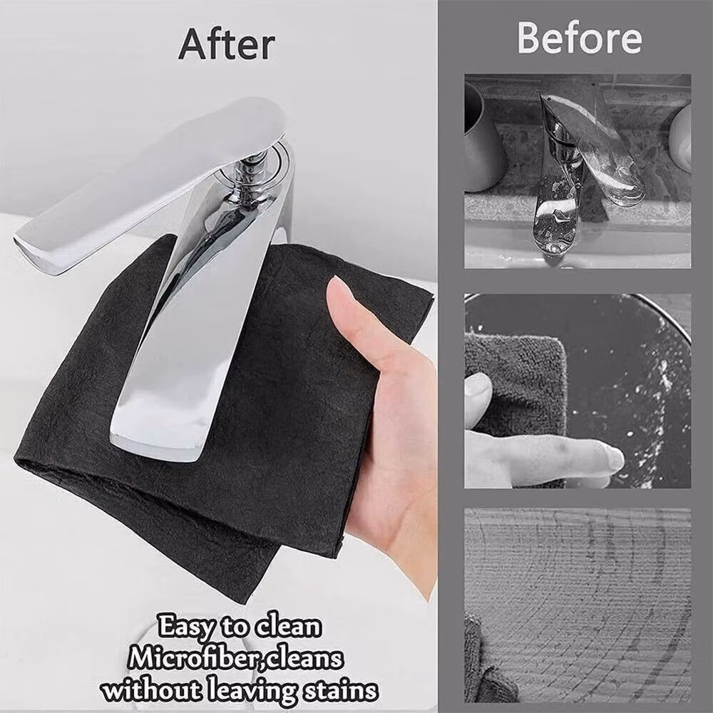 FLAVORA 10-Piece Thickened Magic Glass Cleaning Cloths in Grey, 0.6m2 – 4