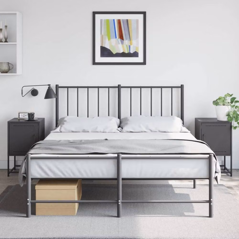 Berkfield Home Set of 2 Industrial Black Metal Bedside Cabinets, W/D/H: 36 x 39 x 60.5 cm – 3