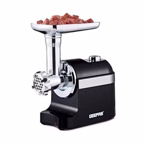 Geepas 1800W Electric Meat Grinder and Sausage Stuffer in Black with Stainless Steel and Aluminium Components