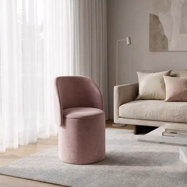 Garden Greatness Blush Pink Velvet Versatile Storage Ottoman Chair