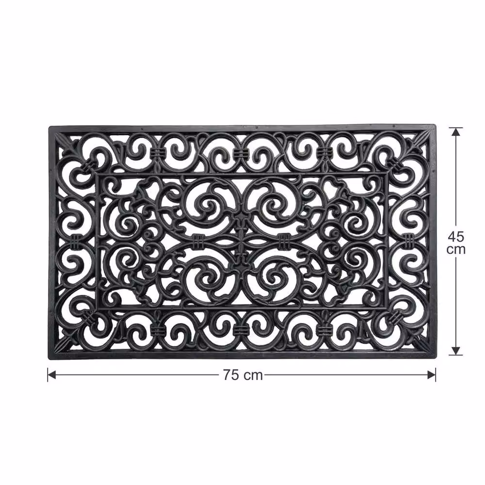 EONLION Large Non-Slip Rubber Entrance Doormat in Black, W/D: 100 x 100 cm – 2