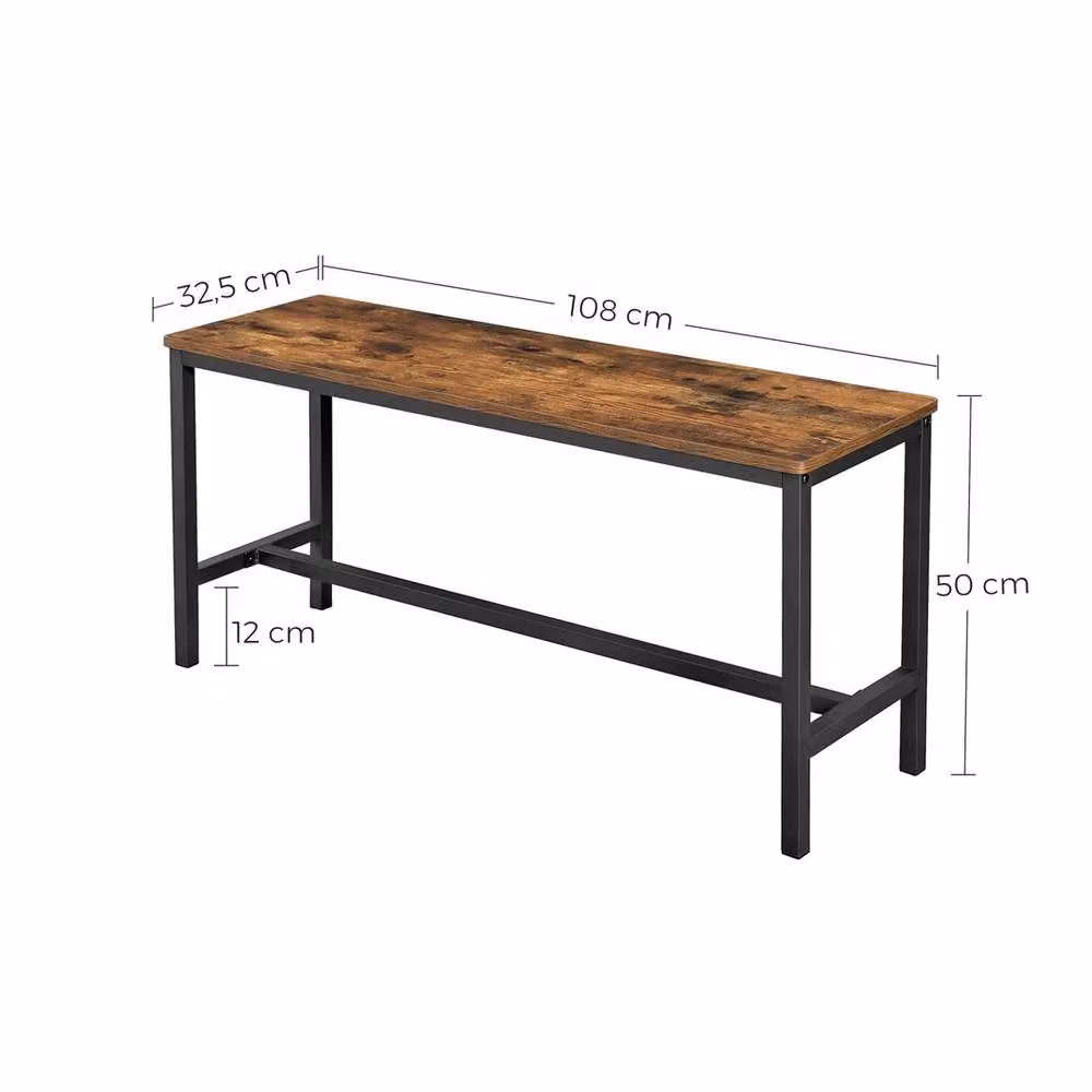 FORGEVIO Set of 2 Industrial Wood Table Benches in Brown, W: 108 cm, D: 50 cm, H: 32.5 cm – 2