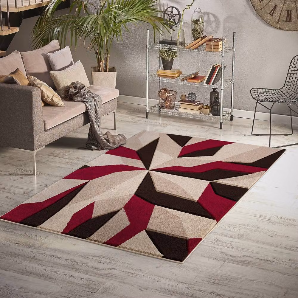 Smart Living Modern Hand Carved Geometric Area Rug in Light Beige, W: 80 cm x L: 150 cm – 2