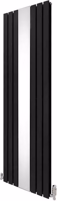 Monstershop Black Steel Mirror Radiator and Valves W: 180 cm, H: 56.5 cm – 1