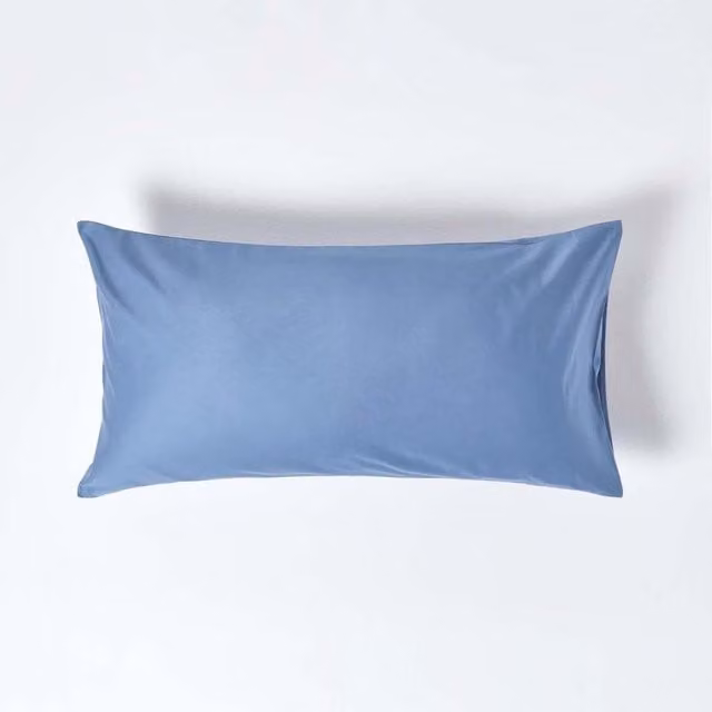 Homescapes 1000 Thread Count Egyptian Combed Cotton Percale Kingsize Pillowcase in Blue