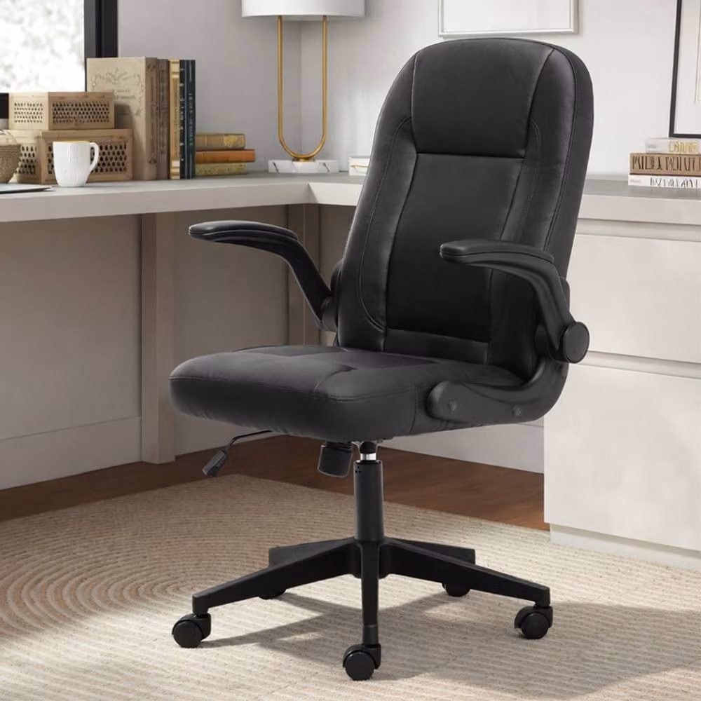Levede Ergonomic Executive Office Chair in Black with Synthetic Leather and Flip-Up Armrests – 9