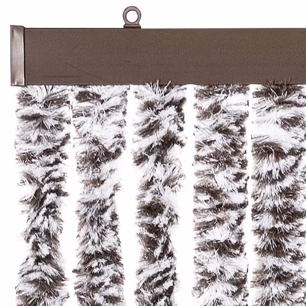 Berkfield Home Striped Chenille Insect Curtain in Brown and Beige, W/H: 90 x 220 cm – 3