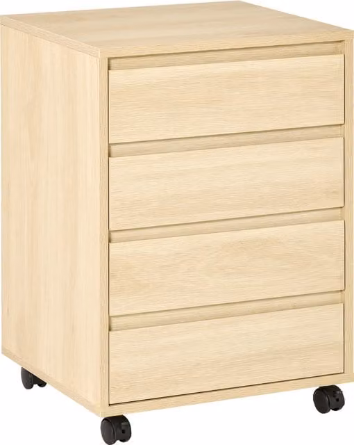 HOMCOM Four-Drawer Office Filing Cabinet with Wheels in Beige