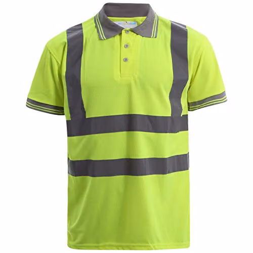 MyShoeStore Men's High Visibility Reflective Polo Shirt, Yellow, Size L