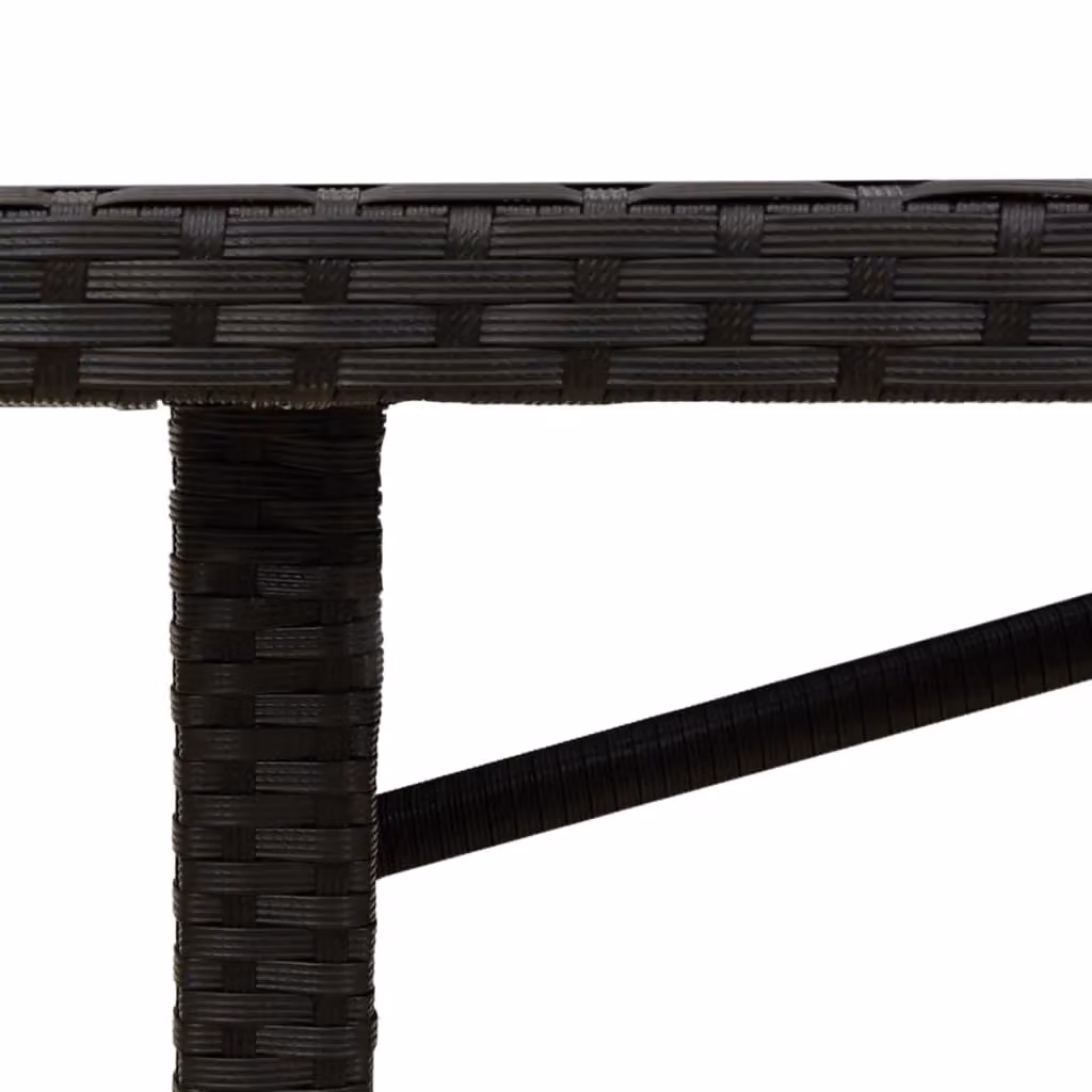 Berkfield Home Extendable Garden Table with Black Poly Rattan and Acacia Wood Top, W: 190 cm, D: 80 cm, H: 74 cm – 5