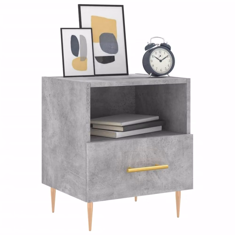 Berkfield Home Set of 2 Modern Bedside Cabinets in Concrete Grey, W/D/H: 40 x 35 x 47.5 cm – 3
