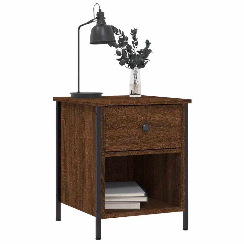 Berkfield Home Durable Bedside Cabinets, 2 Piece Set in Brown Oak, W/D/H: 40 x 42 x 50 cm – 4