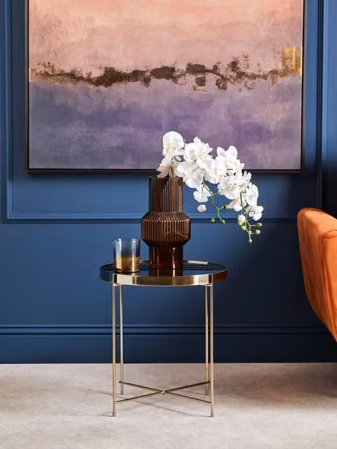 Orsina Black Mirror Low Side Table by Interiors by Premier, Black and Gold Glass and Metal Accent Table, W/D/H: 45 x 45 x 43 cm – 2