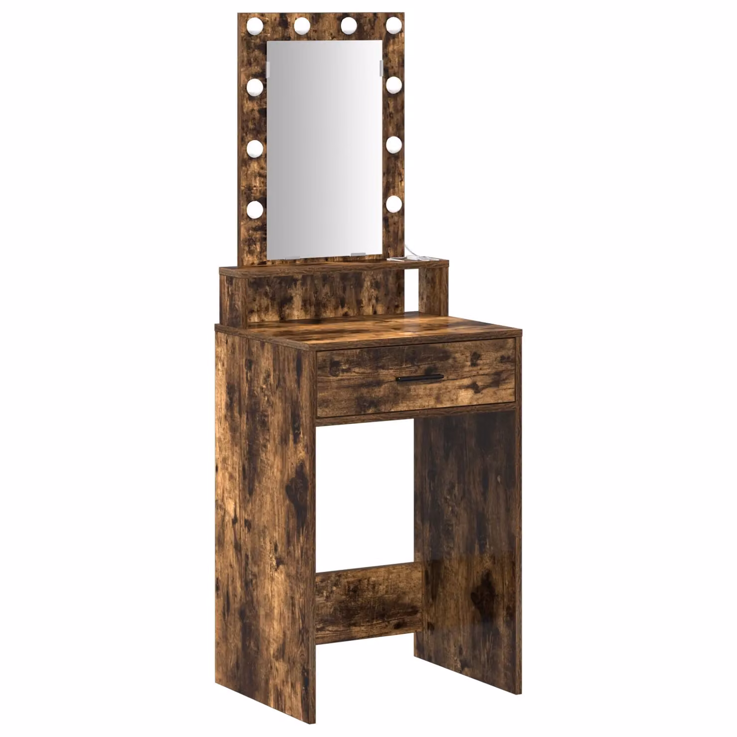 Berkfield Home Smoked Oak Dressing Table with Hollywood LED Lights, Brown, W/D/H: 50 x 41 x 140 cm – 2