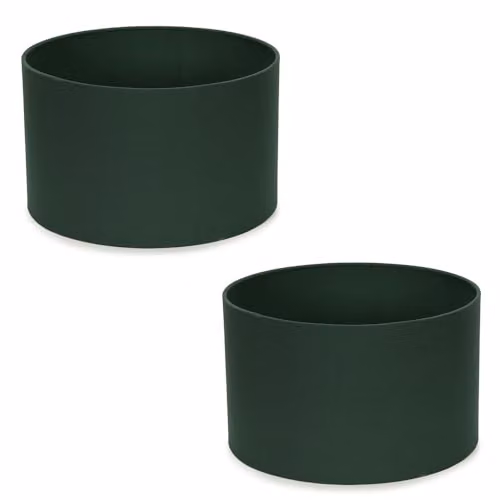 ValueLights Reni Pair of Modern Green and Black Fabric Drum Ceiling Lamp Shades, W: 25 cm, H: 15 cm – 4