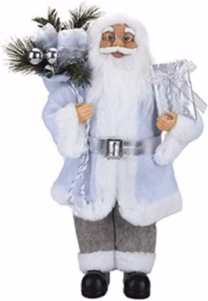 KDMD Luxury Grey Standing Santa Tabletop Christmas Decoration