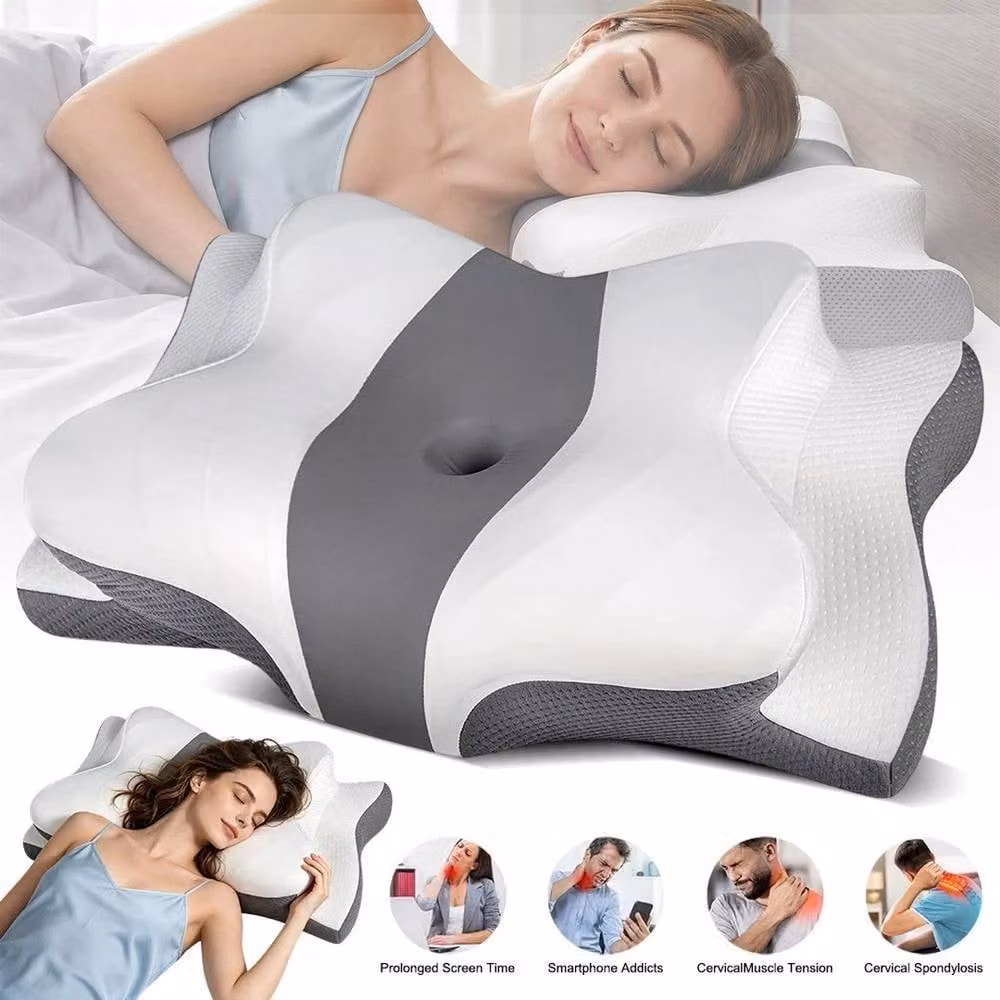 NESTLUNE Butterfly Contour Memory Foam Ergonomic Cot Pillow in White – 4
