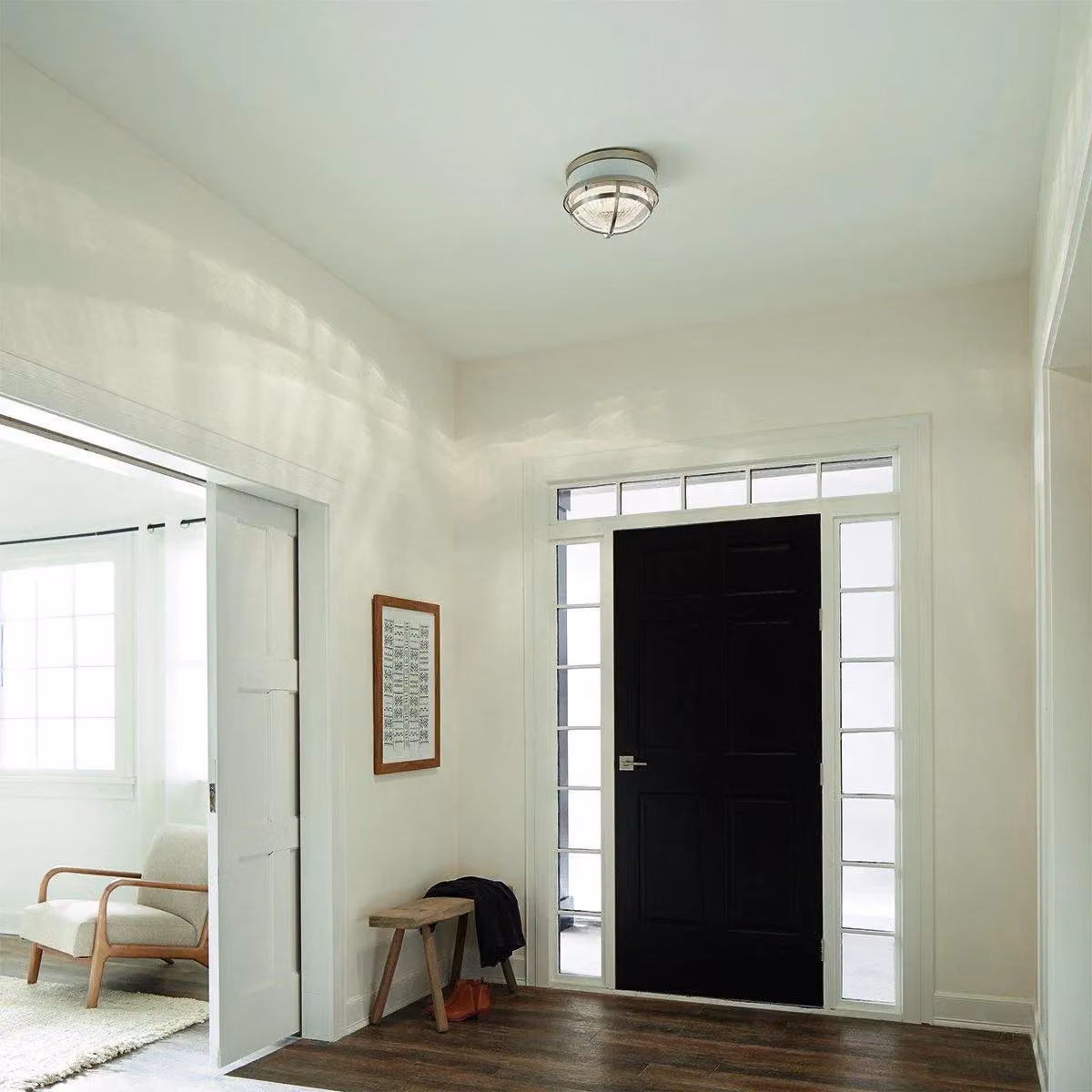 Kichler Tollis Bowl Semi Flush Ceiling Light in White and Silver – 4