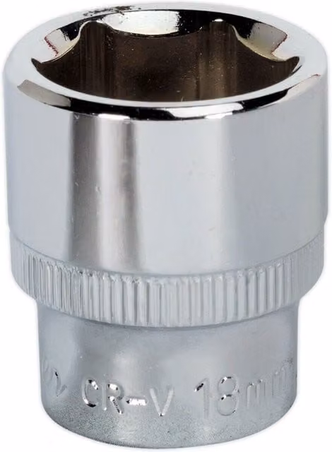 Loops 18mm Forged Steel Drive Socket with 3/8 inch Square Drive in Silver Chrome Vanadium
