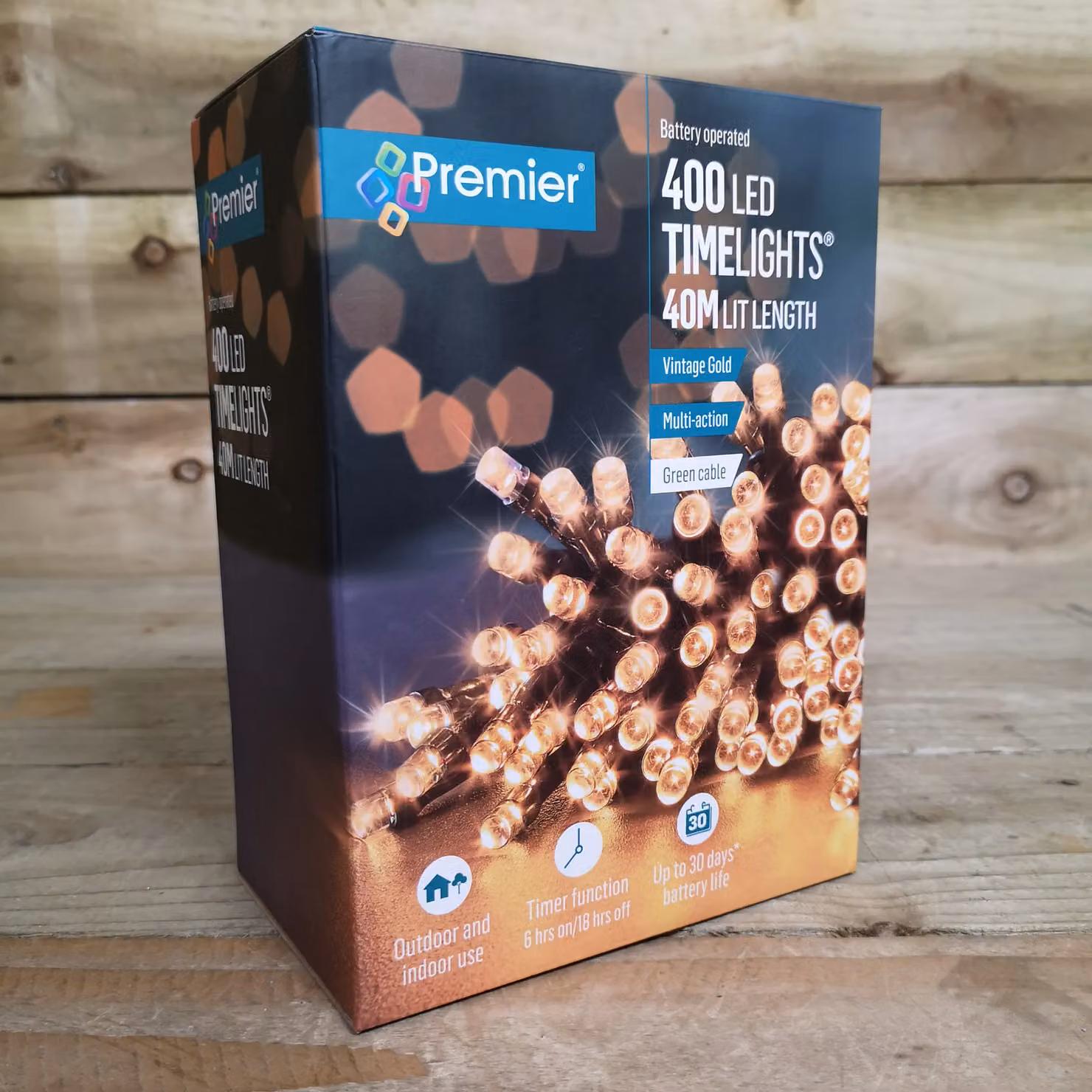 Samuel Alexander Premier Decorations 400 LED Christmas String Lights in Vintage Gold with Timer, Warm White, 40m, Battery Operated, Indoor and Outdoor Use – 2