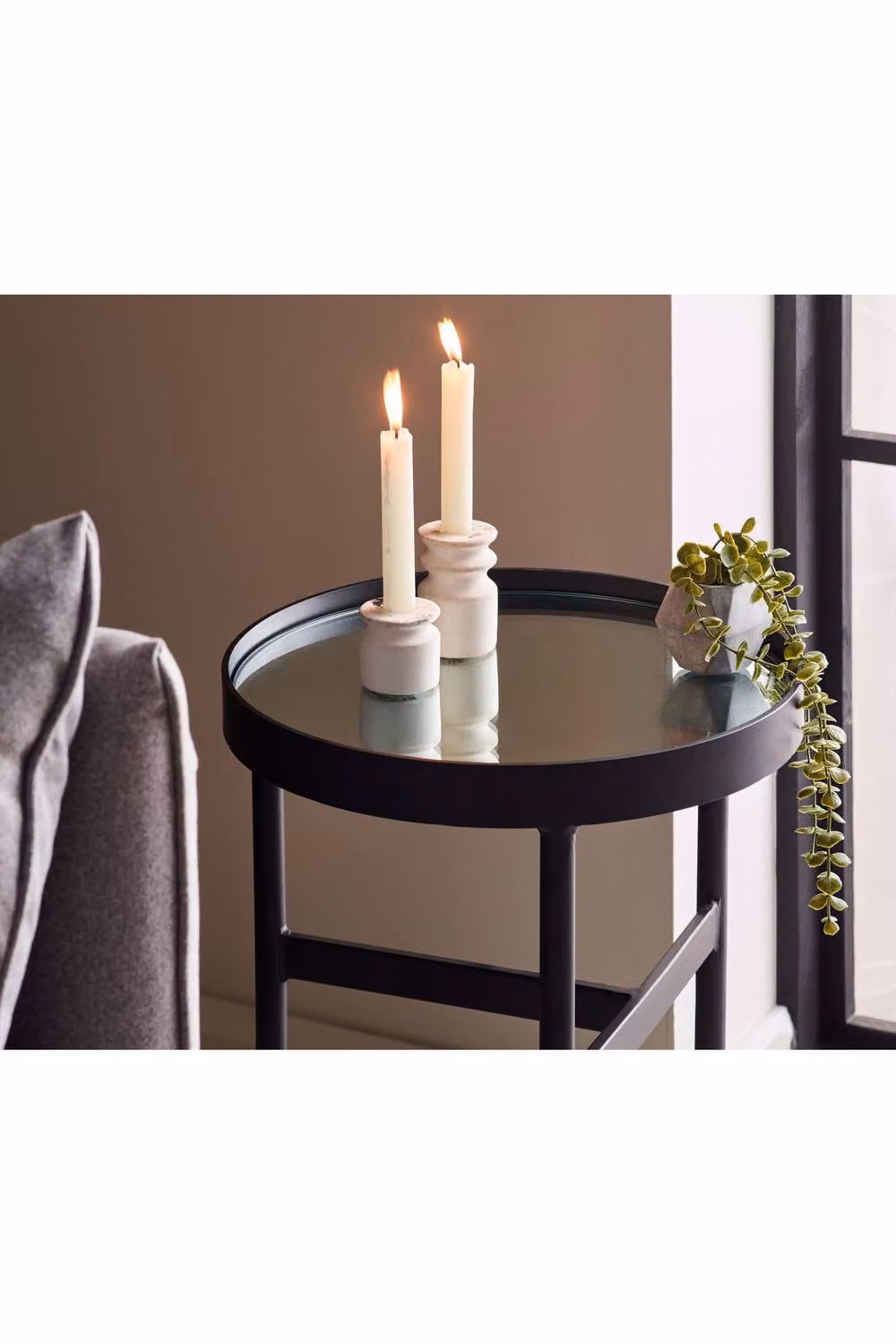 Julian Bowen Franki Round Glass Top Side Table in Black – 4