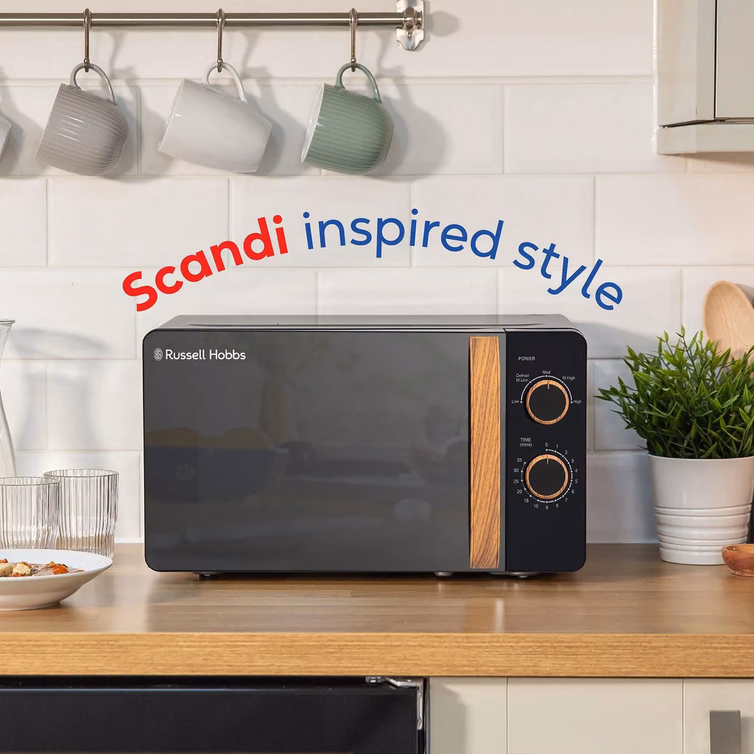 Russell Hobbs Scandi Manual Solo Microwave 17L 700W RHMM713 in Black – 3