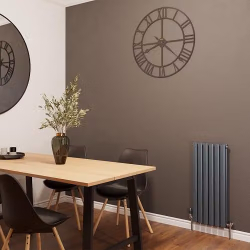 UK Radiators Omeara Anthracite Elliptical Tube Horizontal Designer Radiator, W: 34.8 cm, H: 80.0 cm – 3
