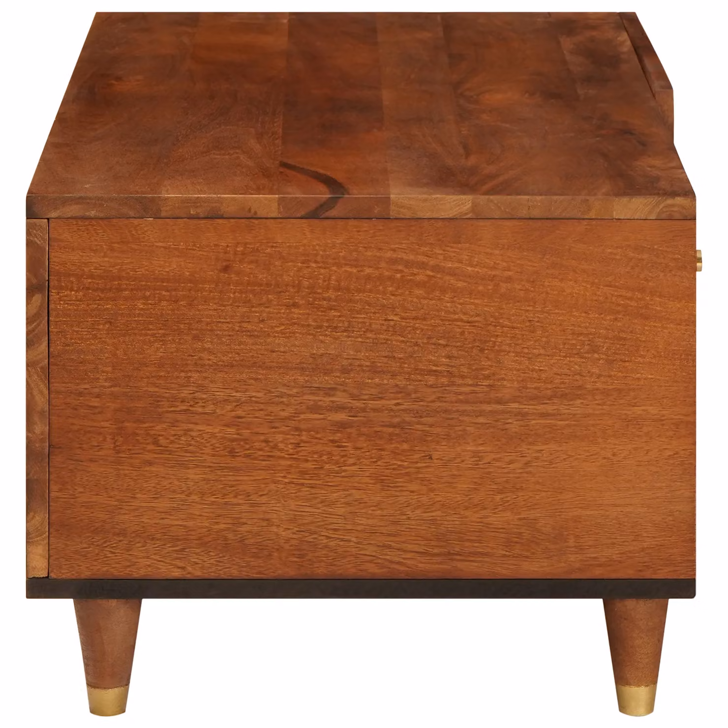 Berkfield Home Brown Cane and Solid Mango Wood Coffee Table with Shelf – 2