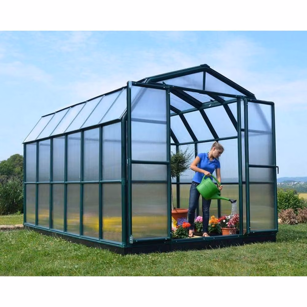 Palram Grand Gardener Greenhouse with Green Resin Frame and Transparent Polycarbonate Panels, W: 264.7 cm, H: 238.2 cm – 8
