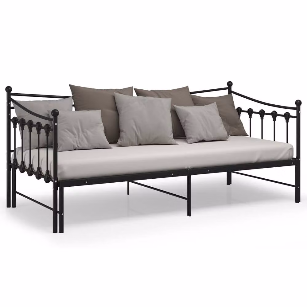 Berkfield Home Black Metal Pull-out Sofa Bed Frame W: 90 cm, L: 200 cm