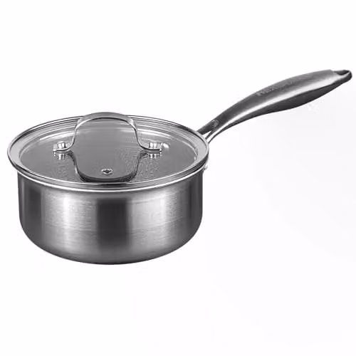Prochef HexGuard Non-Stick Stainless Steel Saucepan with Glass Lid, Silver, Diameter: 16 cm, Height: 8 cm – 1