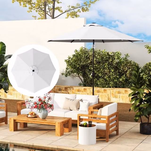 Outsunny 3 m UPF 50 Replacement Parasol Canopy in Cream