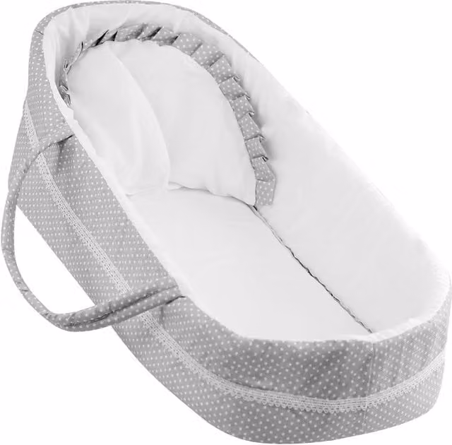 BiBi Grey Textile Doll Carry Cot with Pillow