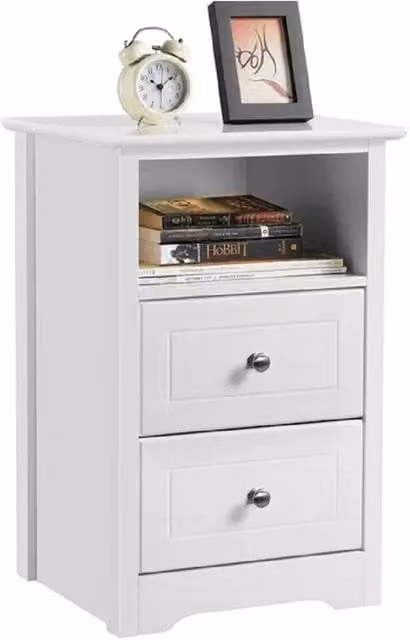 EONLION White 2-Drawer Wooden Bedside Table and Modern End Storage Cabinet – 1