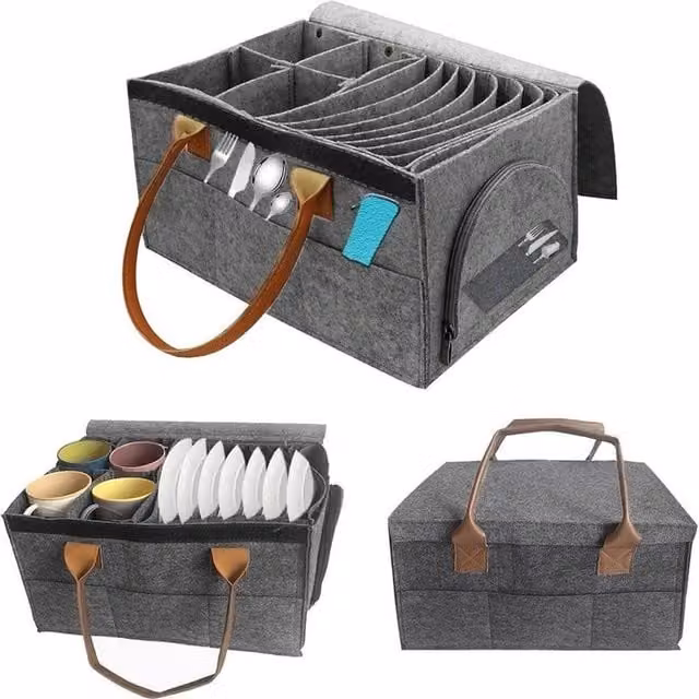 Kelvenix Caravan Plate Holder Tableware Storage Bag in Grey – 1