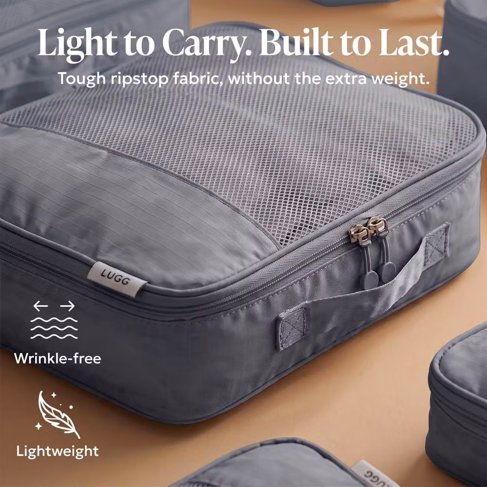 Lugg 8 Set Compression Packing Cubes Suitcase Organiser Set in Grey – 4
