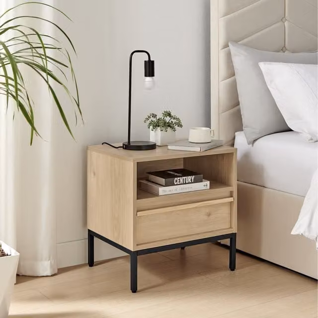 FurnitureboxUK Svit Storage Bedside Table in Oak