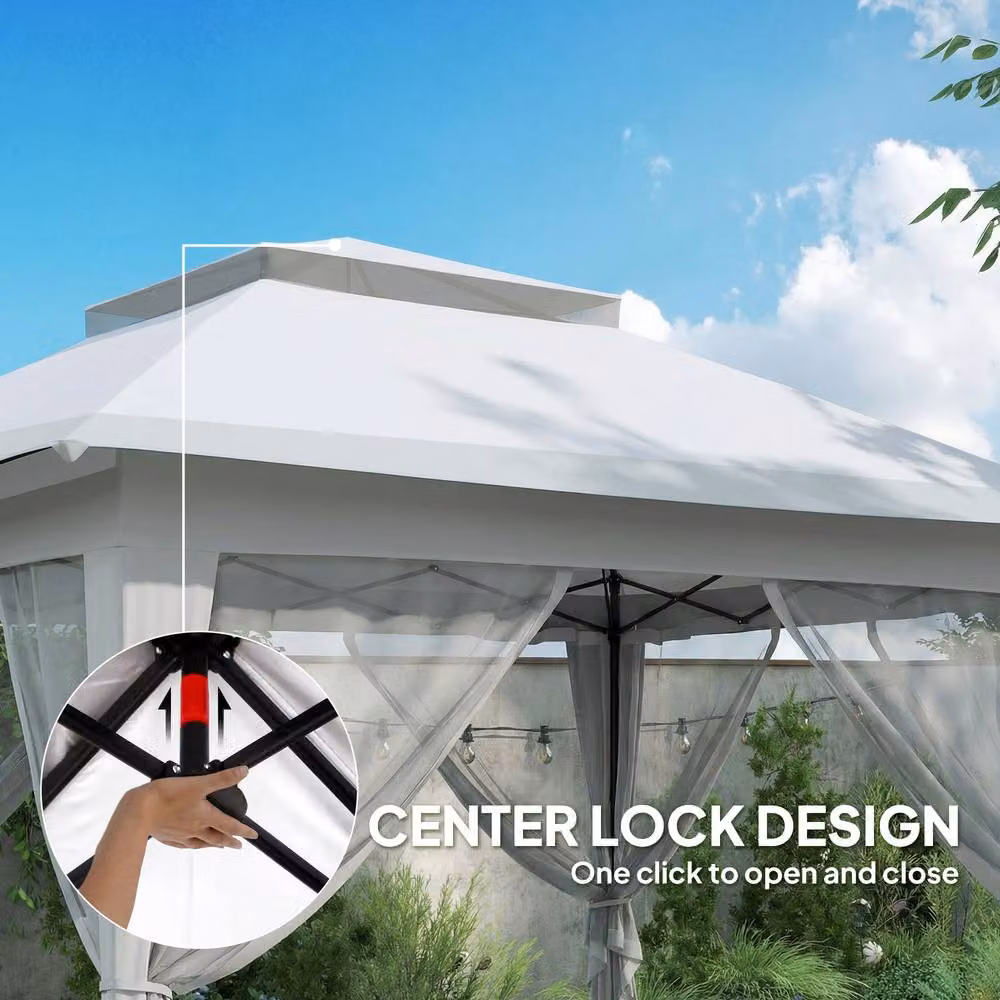Outsunny Pop-up Tent Gazebo Shelter with Steel Frame, Grey, W: 360 cm, D: 360 cm, H: 298 cm – 4