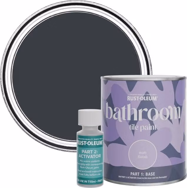Rust-Oleum Bathroom Tile Paint in Matt Finish, Anthracite Grey (RAL 7016), 750ml