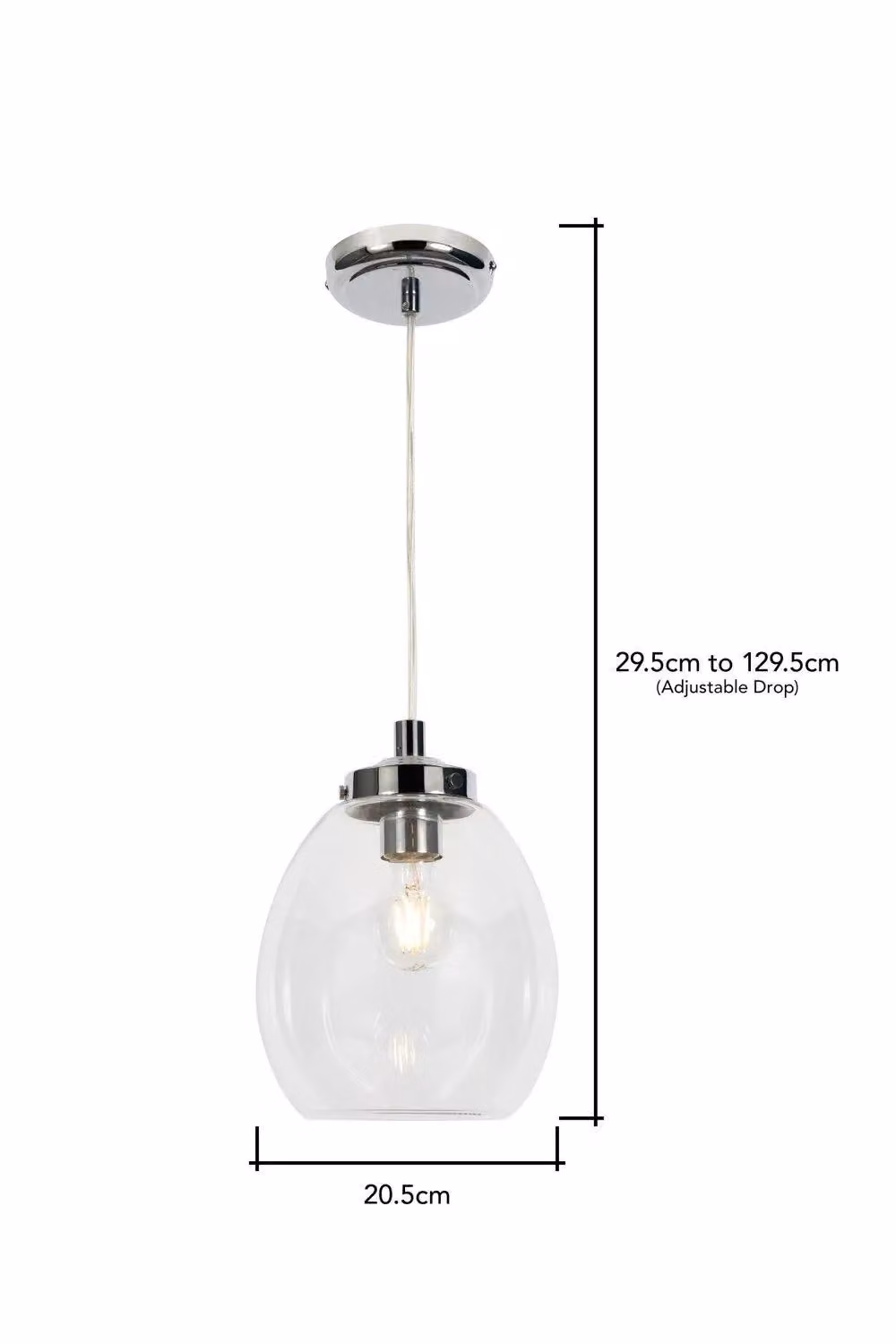 BHS Lighting Zeta Modern Silver and Chrome Glass Bathroom Pendant Ceiling Light – 2