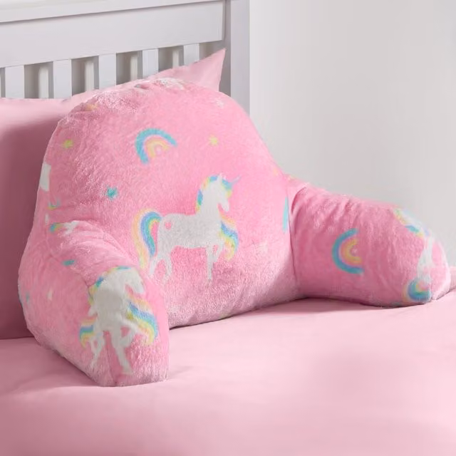 OHS Kids Unicorn Pink Fleece Wedge Support Cuddle Cushion