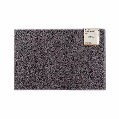 Oseasons Plain Medium Grey Spaghetti Coil Vinyl Doormat with Non-Slip PVC Backing, W: 44.0 cm, D: 75.0 cm – 1