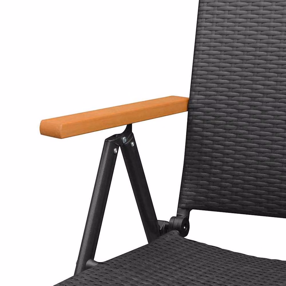 Berkfield Home Stackable Poly Rattan Garden Chairs with Armrests, Set of 2, Black – 4