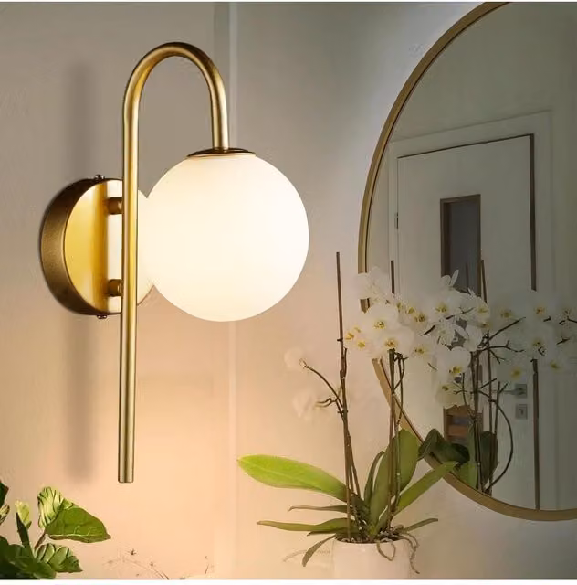 Living and Home Nordic Modern Gold Wall Light with Glass Shade – 1