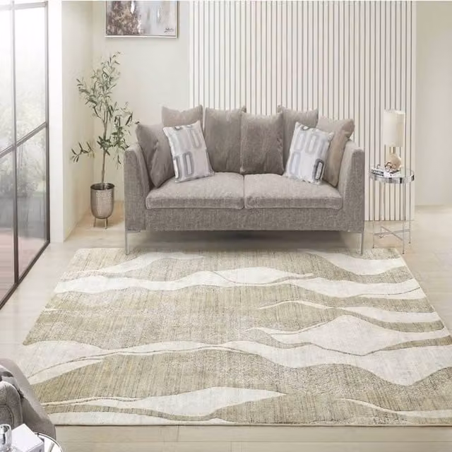 The Rug Shop UK Cream Modern Abstract Viscose Area Rug, W: 170 cm, D: 240 cm