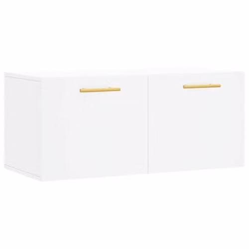 vidaXL Modern White Wall-Mounted Cabinet with Hinged Doors, W/D/H: 80 x 36.5 x 35 cm