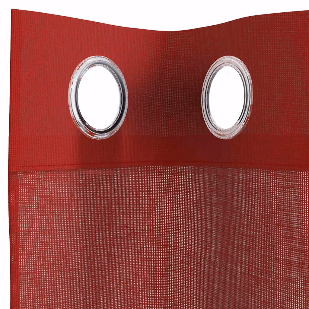 Berkfield Home Red Voile Eyelet Curtains, 2 Pack – 4