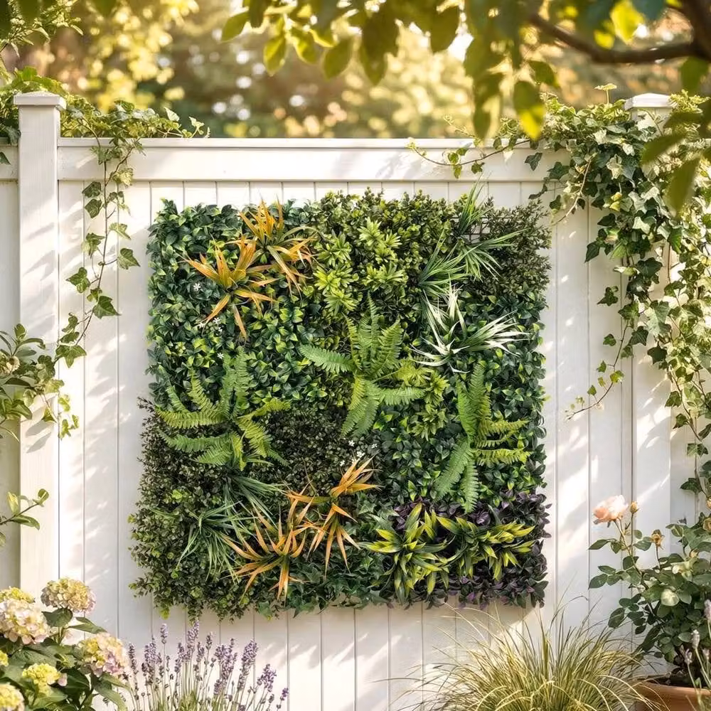 VOGREX Artificial Hedge Grass Wall Panels in Green and Yellow – 3